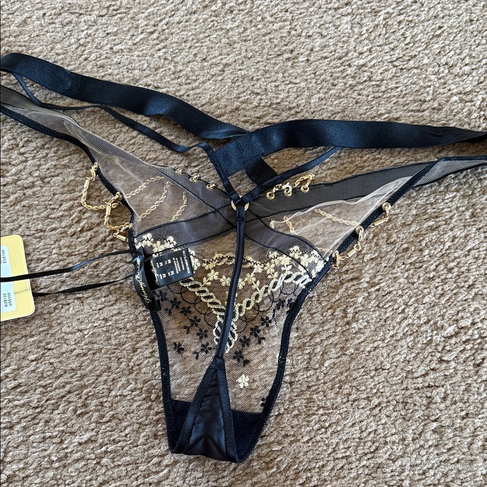 Honey Birdette Ondine thong with gold plated removable chains. New with tags - Picture 2 of 6